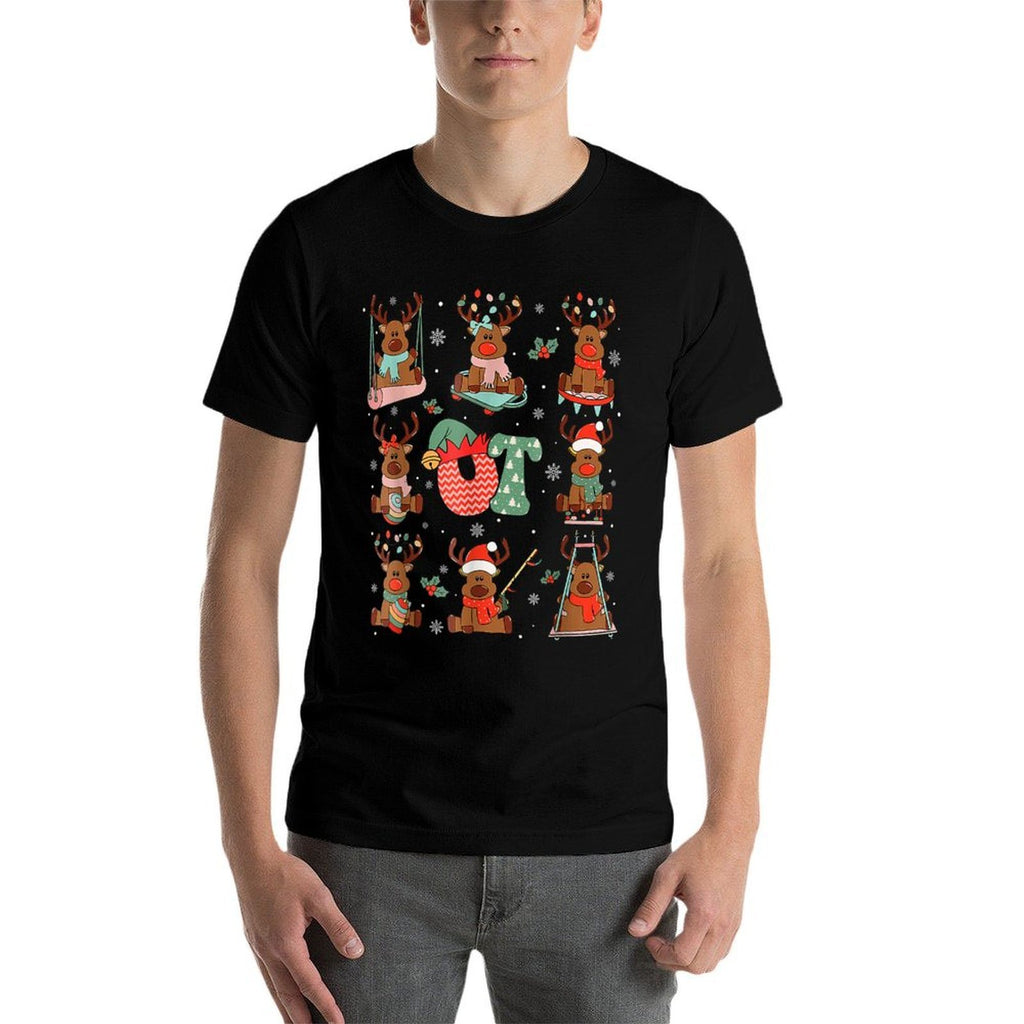 Occupational Therapy Christmas Reindeers OT OTA Retro  High-quality Stitching T-Shirt