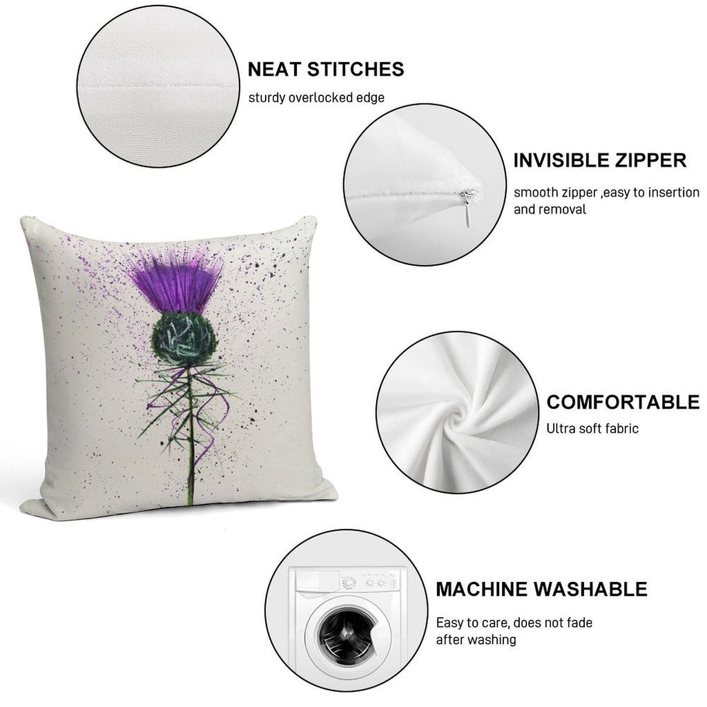 Purple Thistle Elegant Style Soft Reinforced Edging Throw Pillow
