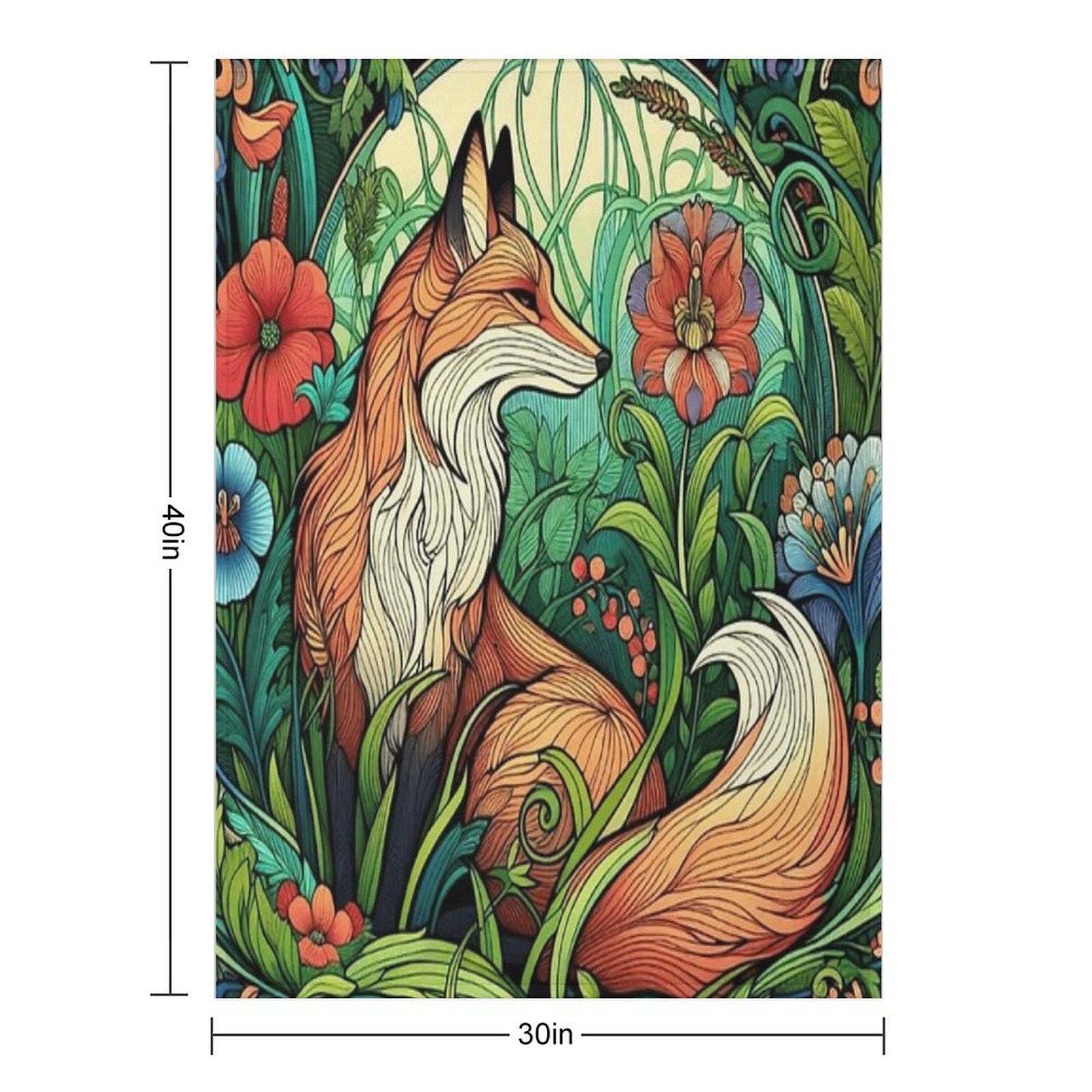 Art Nouveau Fox Compact Throw Blanket