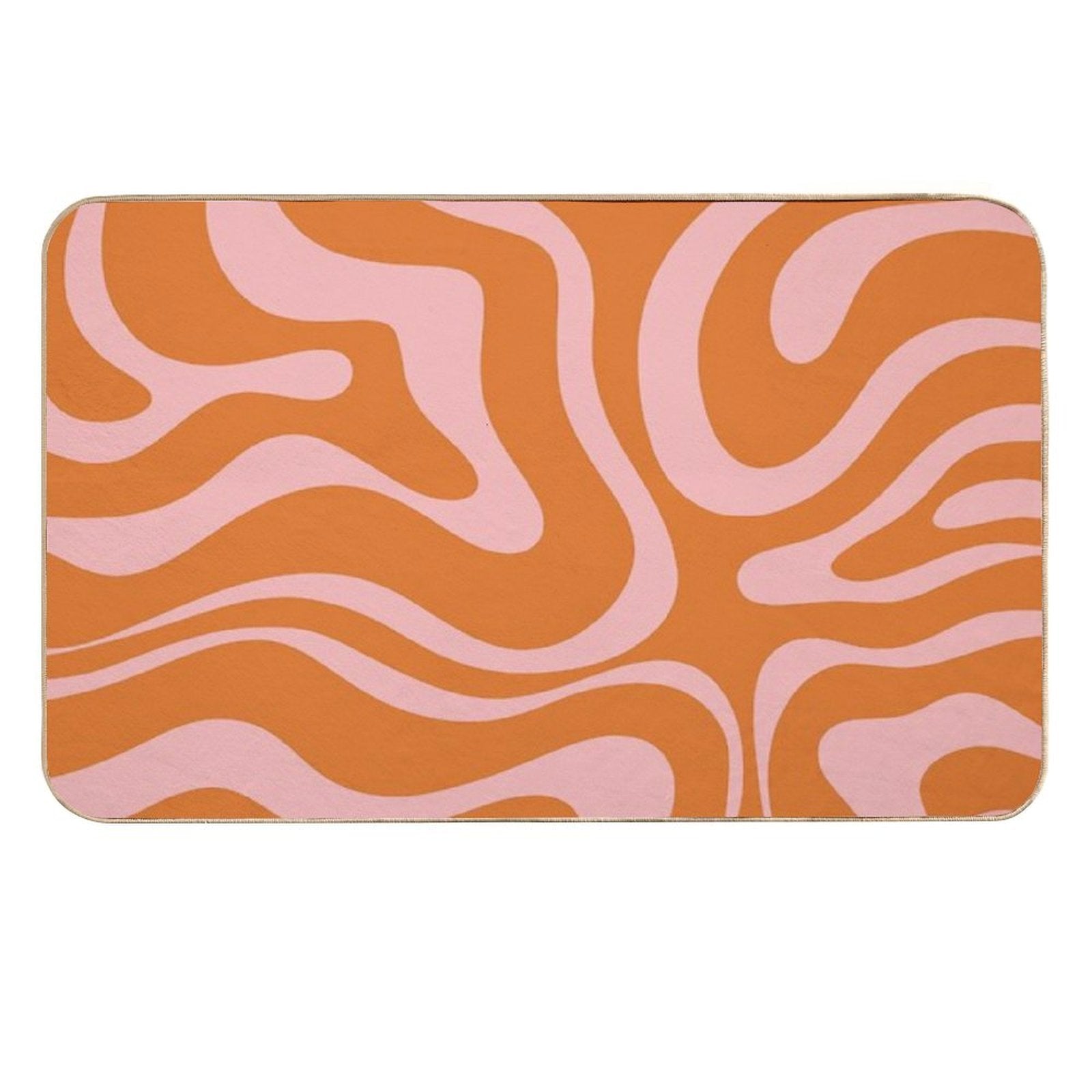 Liquid Candy Retro Abstract Pattern in Pink And Orange  Easy To Clean Bath Mat