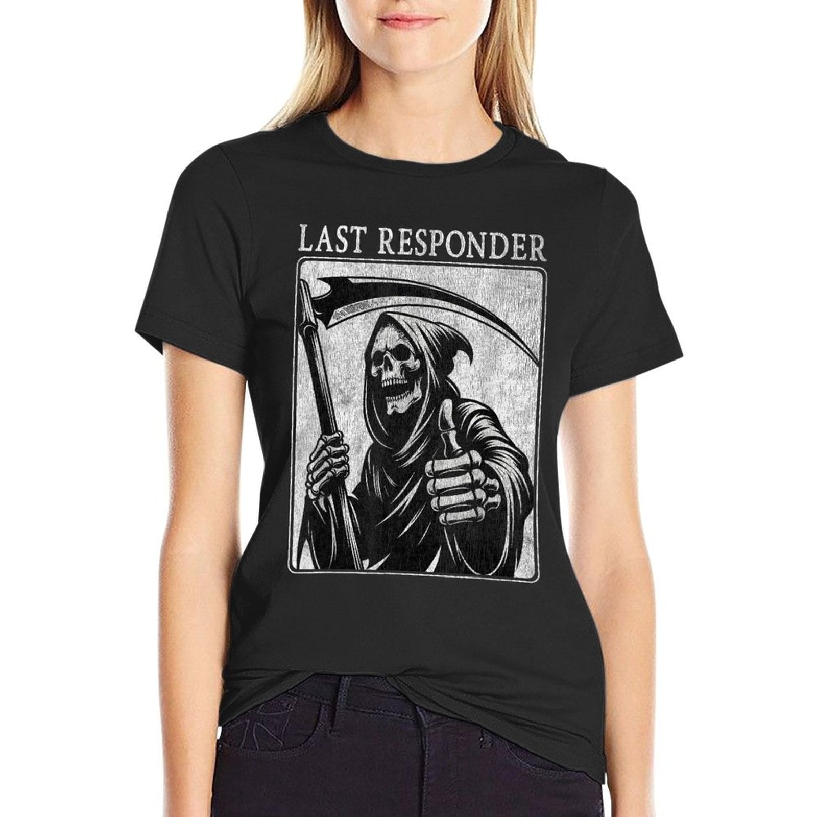 Last Responder Grim Reaper Distressed  Affordable Price T-Shirt
