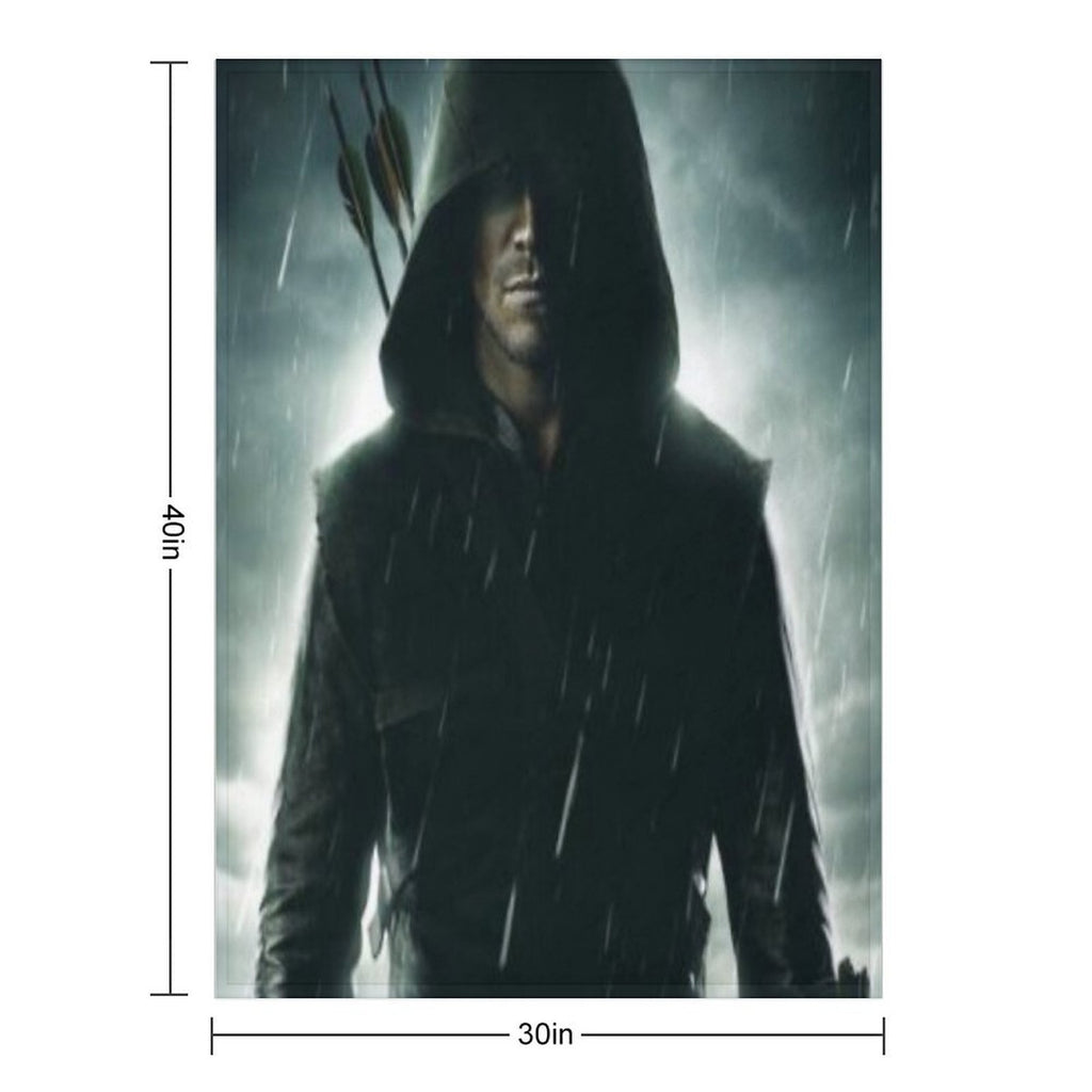 Oliver Queen The Green Arrow Poster Sustainable Throw Blanket