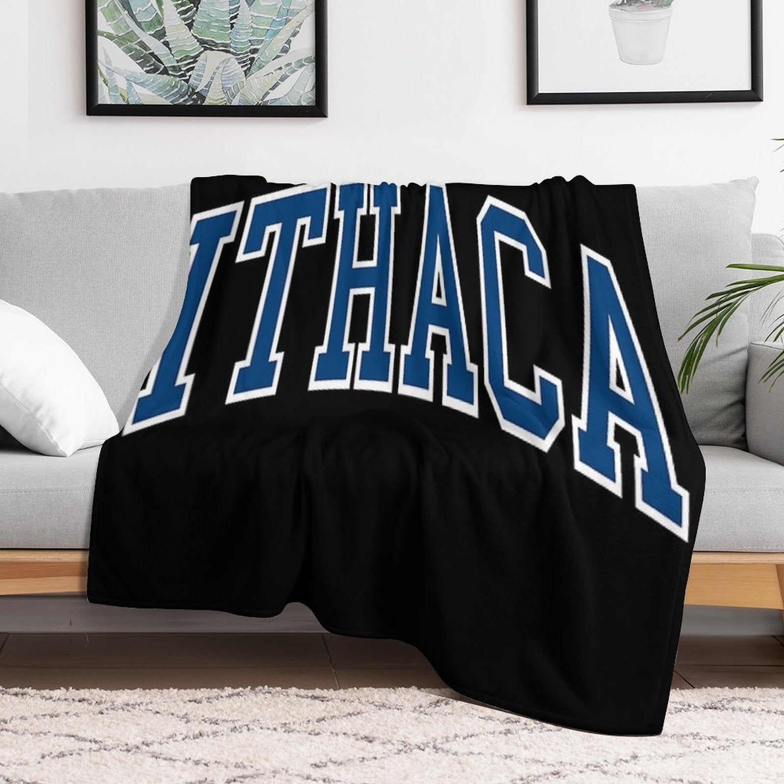 Ithaca - College Font Curved Travel-friendly Throw Blanket