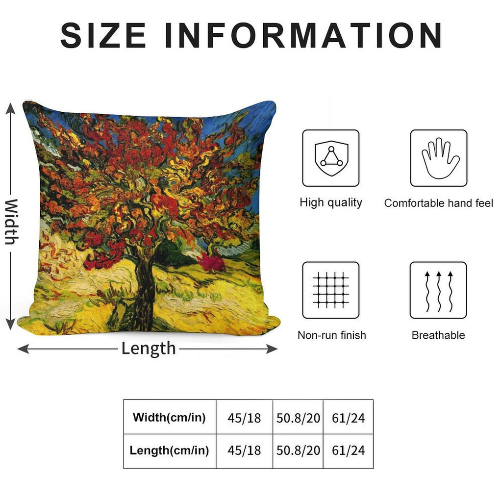 Van Gogh Mulberry Tree Print Soft Durable Construction Throw Pillow
