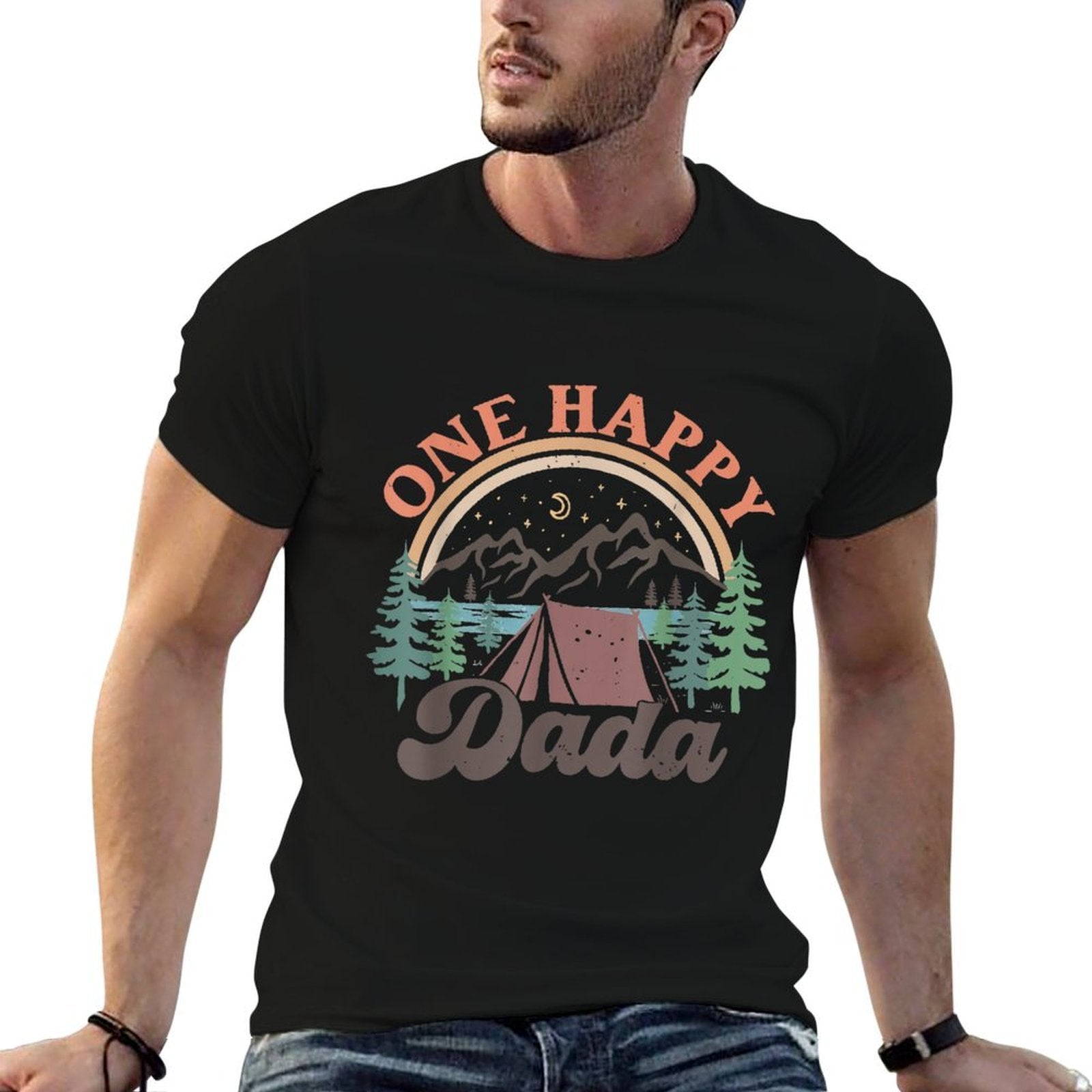 One Happy Dada Happy Camper 1st Birthday Camping Trip, Small, Grey  High-quality Stitching T-Shirt