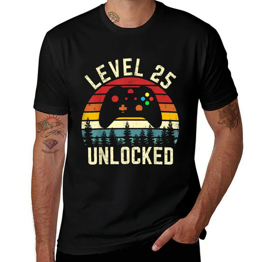 Vintage Level 25 Unlocked Funny Video Gamer 25th Birthday  Durable T-Shirt