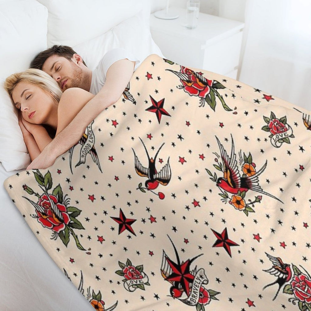 Tattoo Flash Machine-washable Throw Blanket