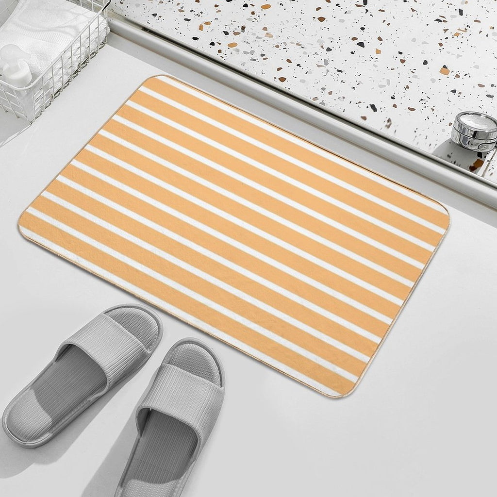 Apricot Orange And White Horizontal Stripes  Versatile Bath Mat