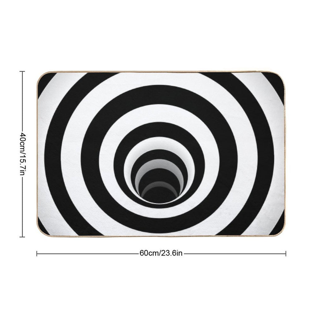 Optical Illusion Black Hole Lines (BlackWhite)  Long-Lasting Bath Mat