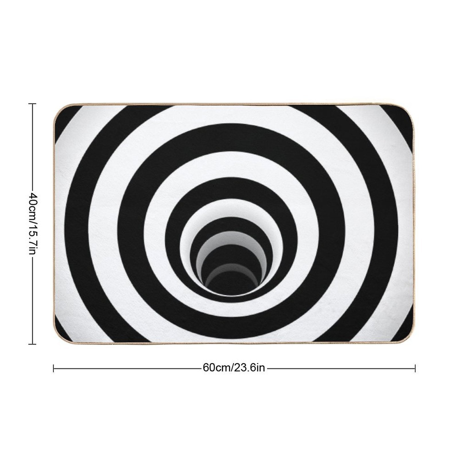 Optical Illusion Black Hole Lines (BlackWhite)  Long-Lasting Bath Mat