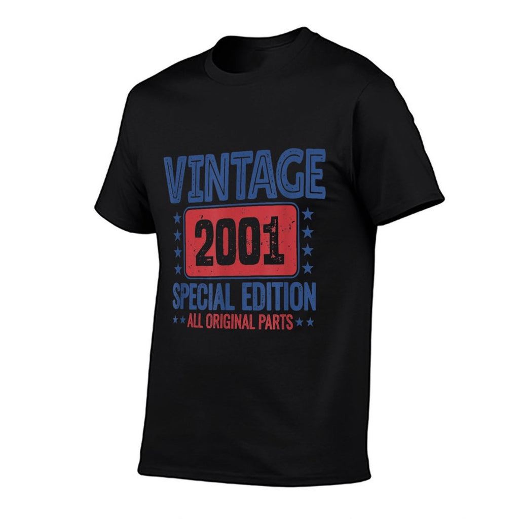 21st Birthday Vintage 2001 Born in 2001 21 Birthday  Ribbed Collar T-Shirt