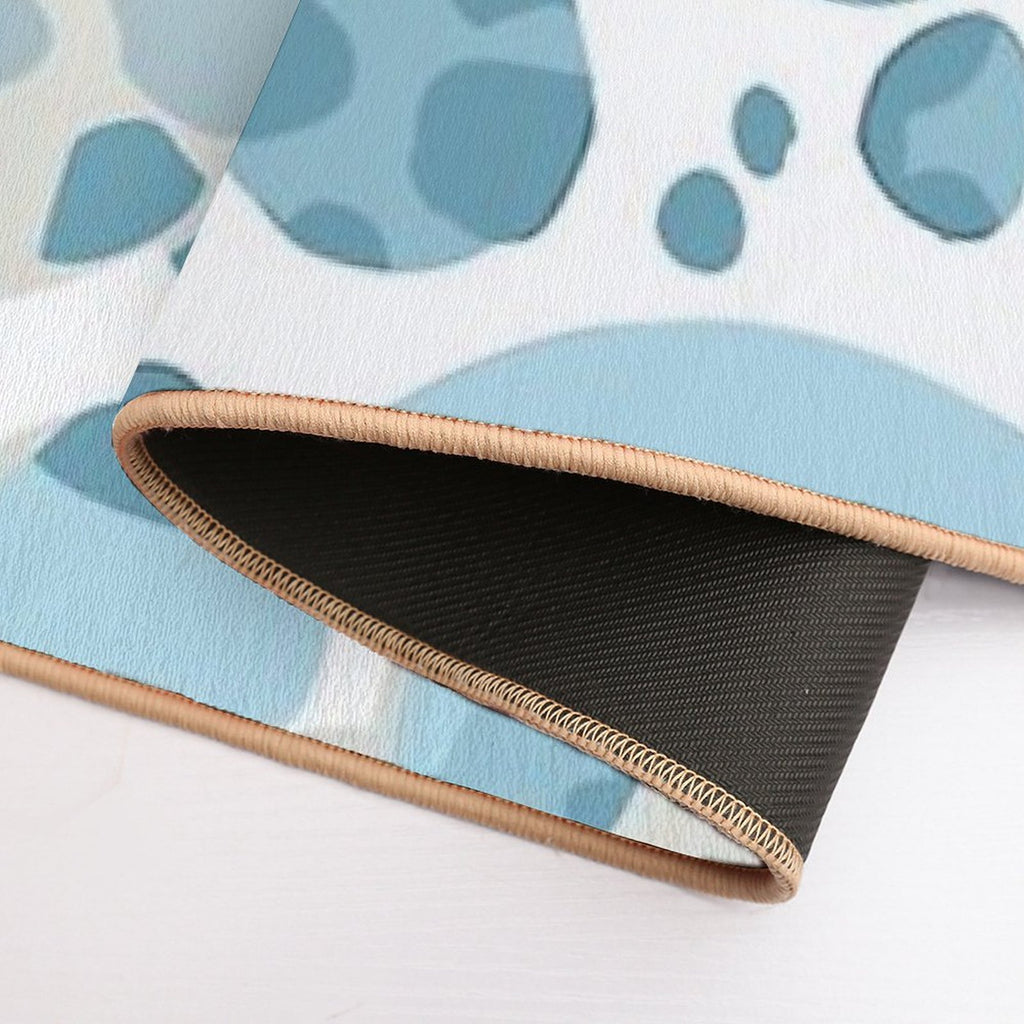 Blue And White Circular Spotted Illustration  Fade-Resistant Bath Mat
