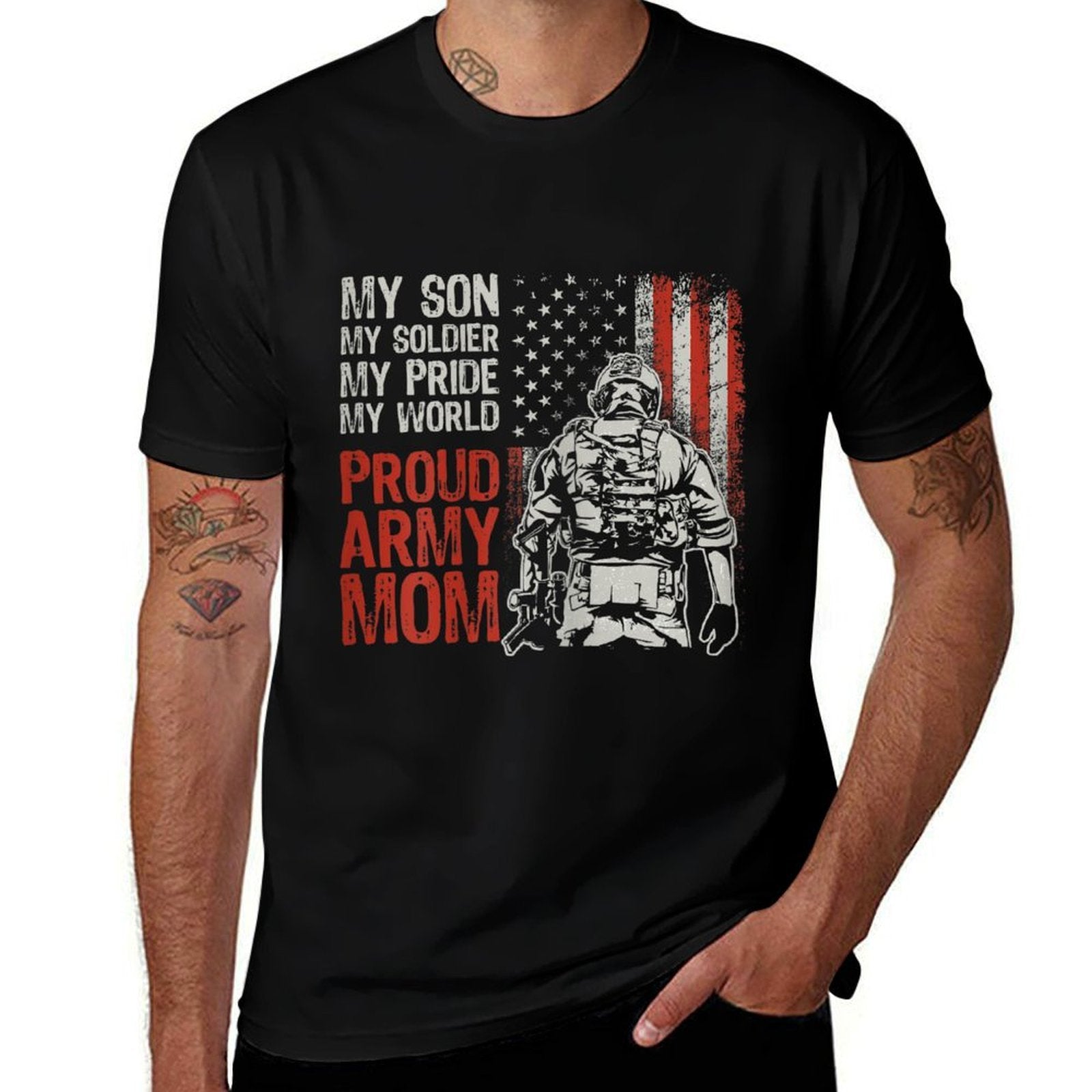 My Son My Soldier Hero Proud Army Mom US Military Mother  Trendy Pattern T-Shirt