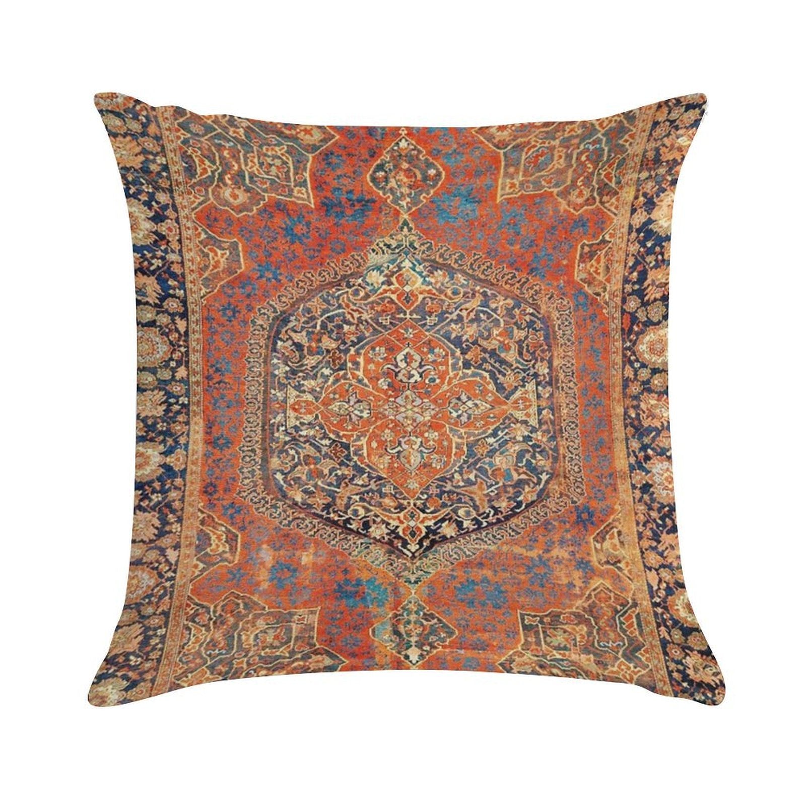 17th Century Turkish Carpet Print Soft Multiple Sizes Throw Pillow
