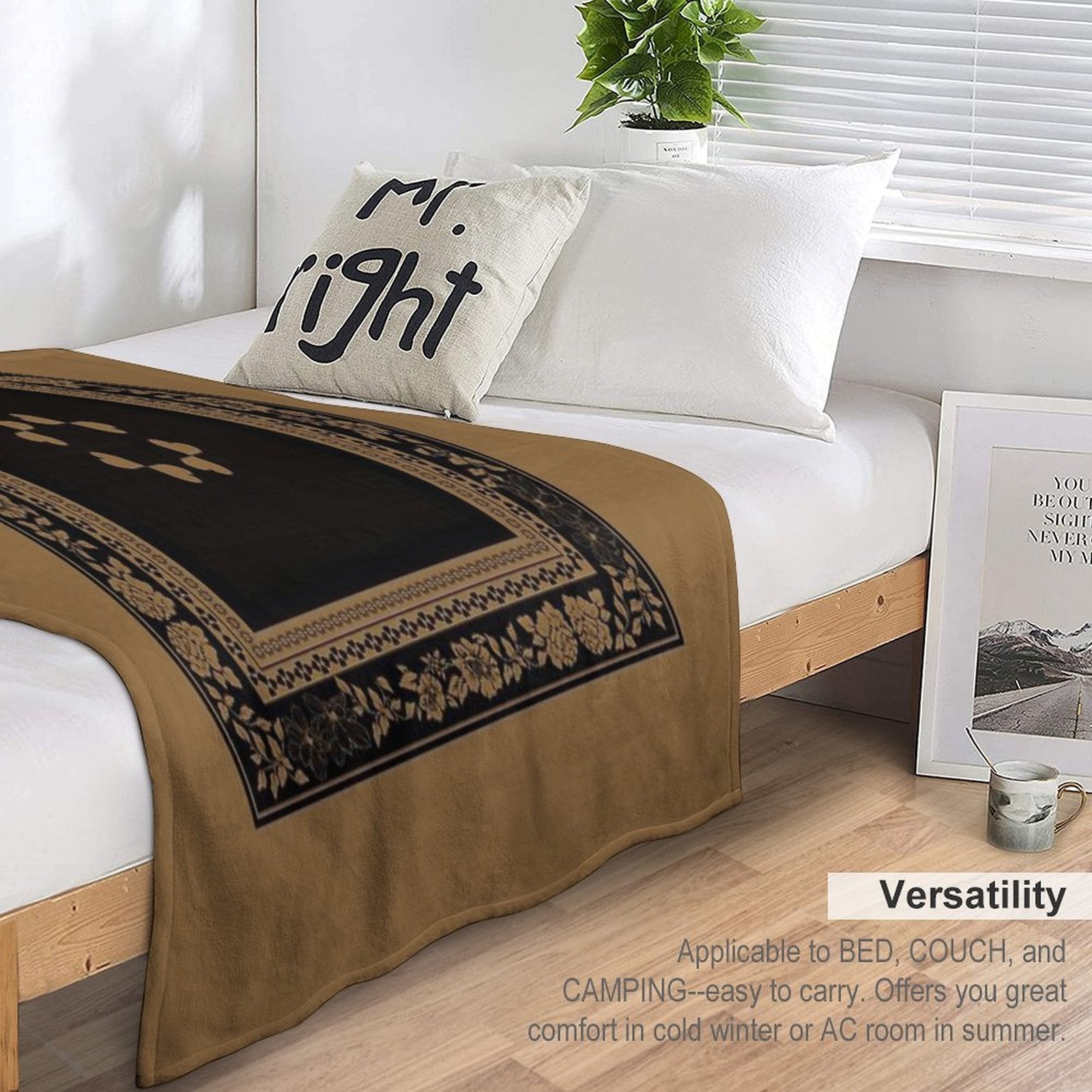 Love Garden Dependable Golden Tan Multi-functional Throw Blanket
