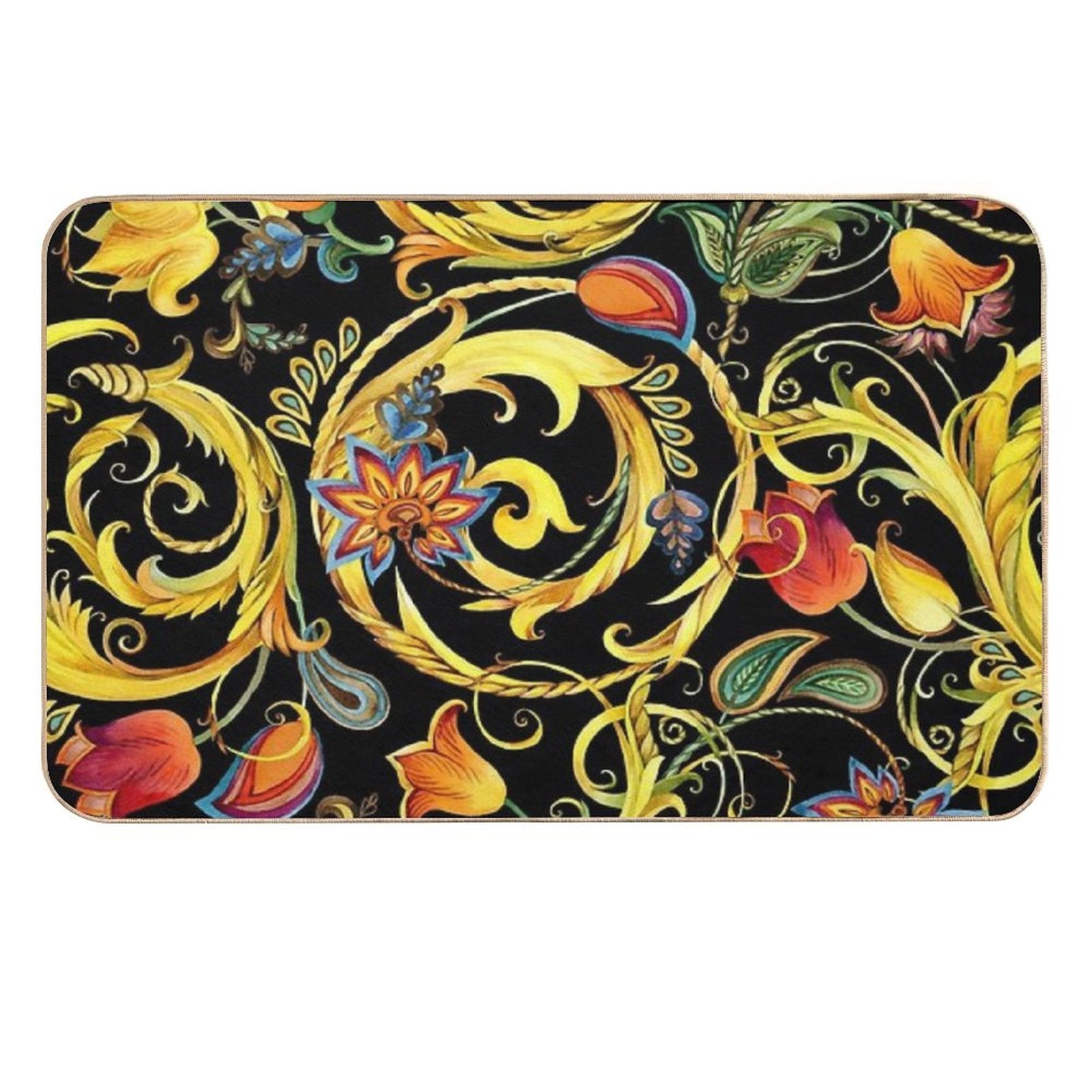 Vintage Golden Chains, Gold Flower,  Stain-Proof Bath Mat