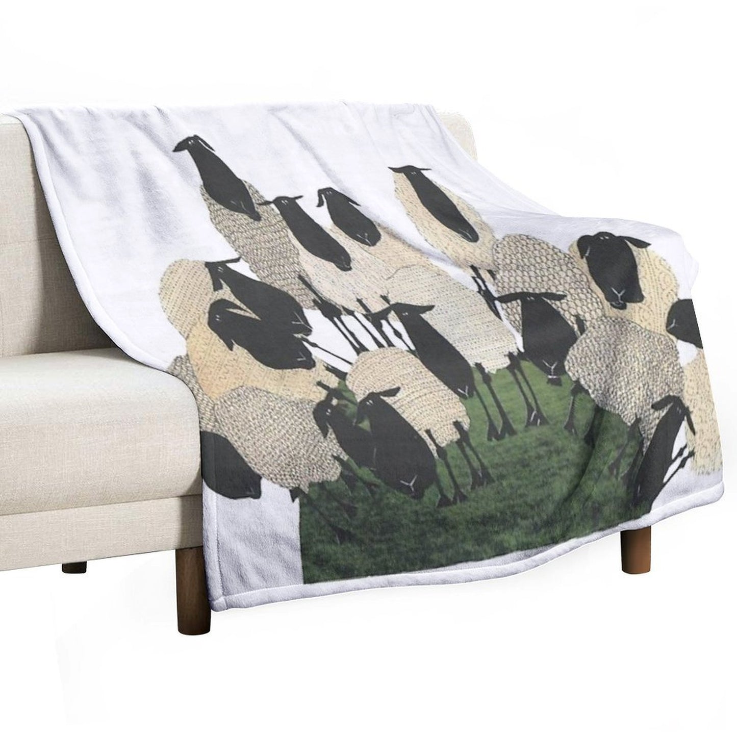 Sheep on The Hill Shrink-resistant Throw Blanket