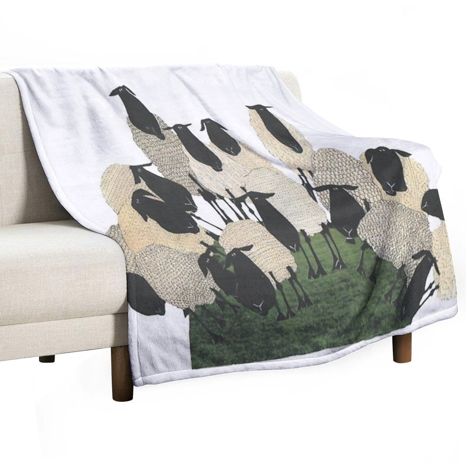 Sheep on The Hill Shrink-resistant Throw Blanket