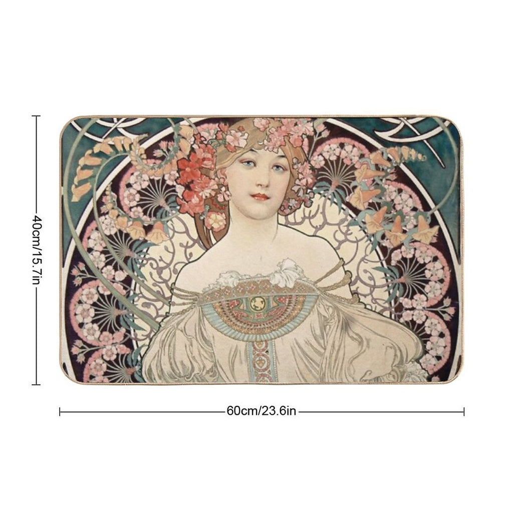 Champenois Imprimeur - Alphonse Mucha - Vintage Art  Absorbent Bath Mat