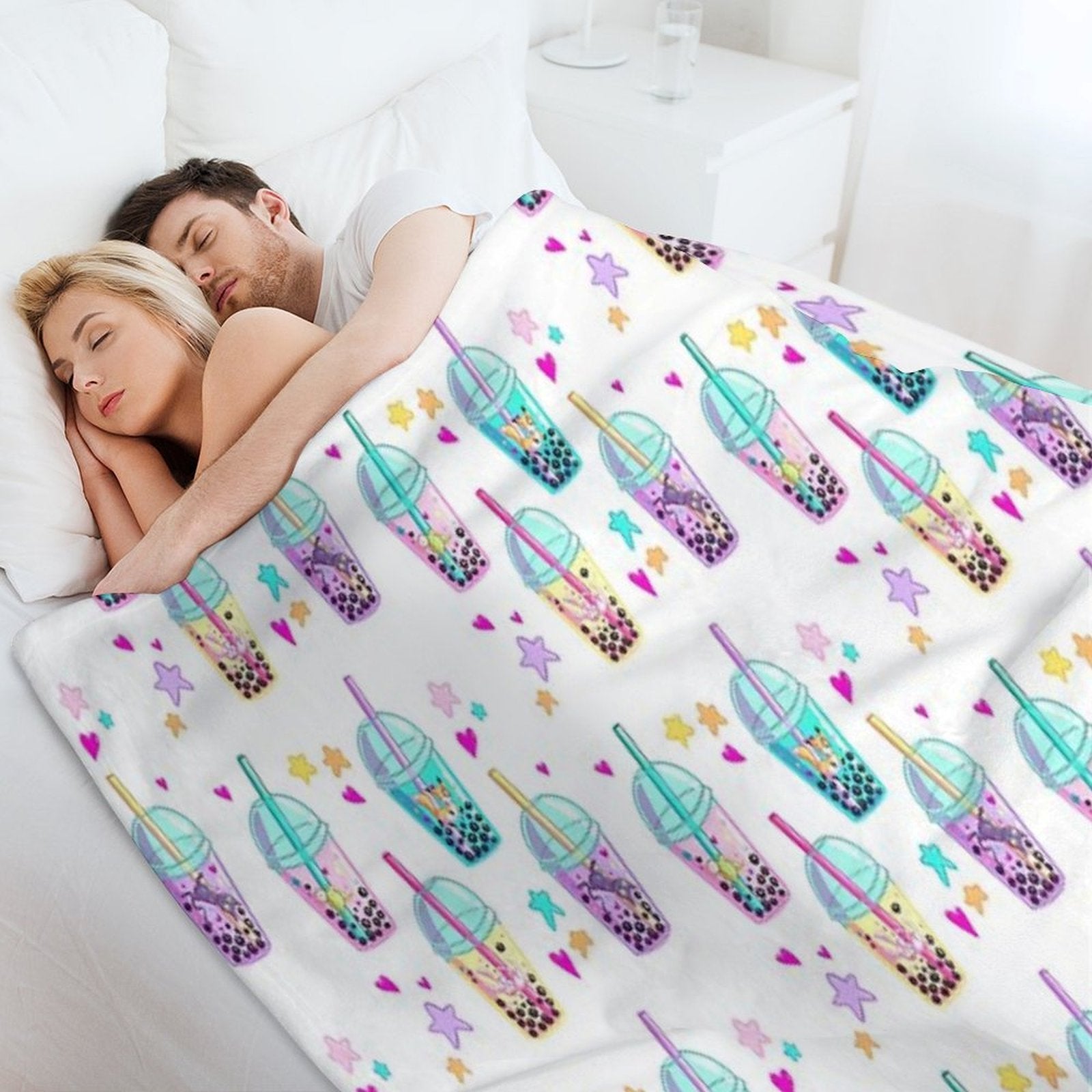 Cute Animals in Boba Easy Care Throw Blanket
