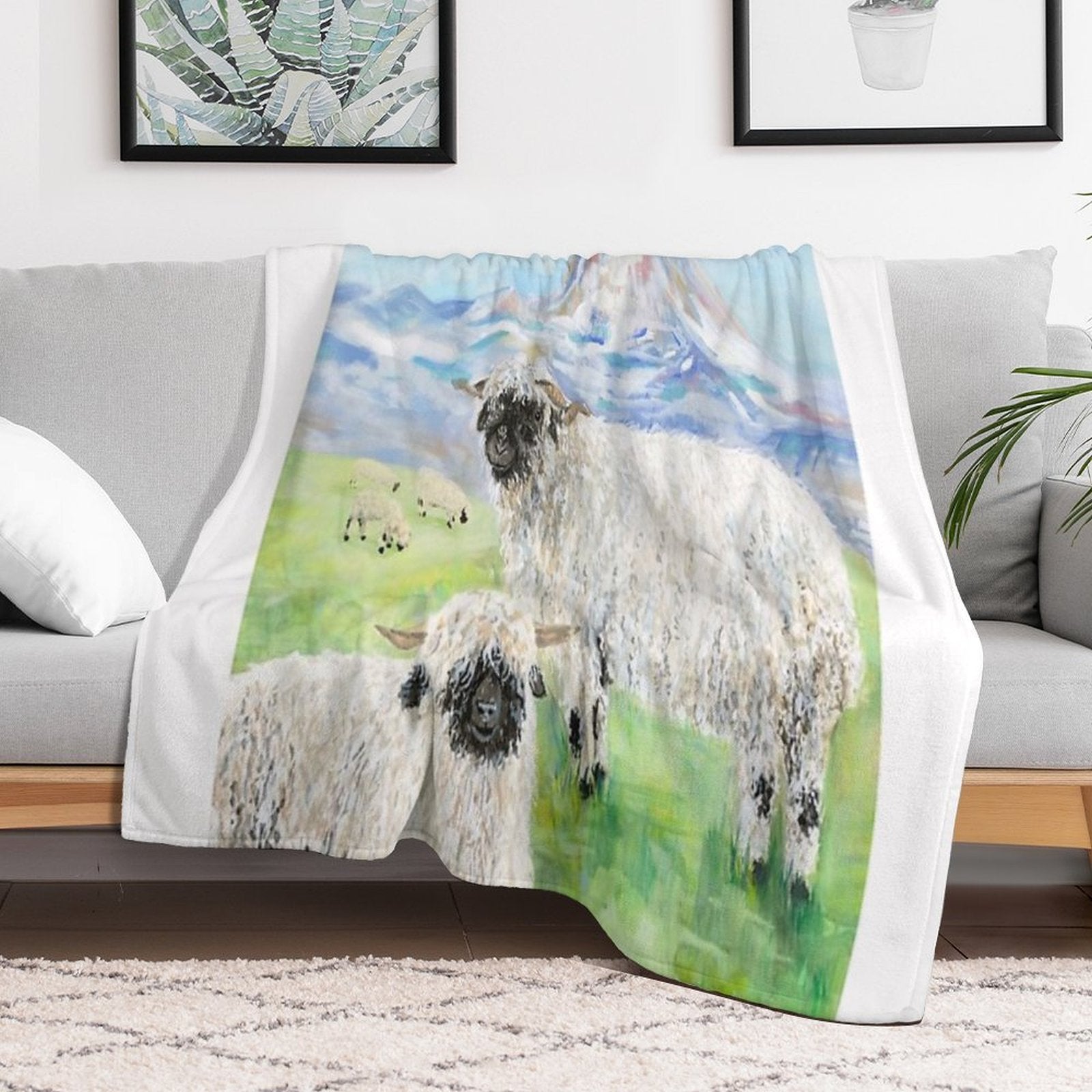 Valais Blacknose Sheep at The Matterhorn Durable Throw Blanket