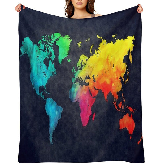 World Map Watercolor 6 #map #worldmap Velvety-soft Throw Blanket
