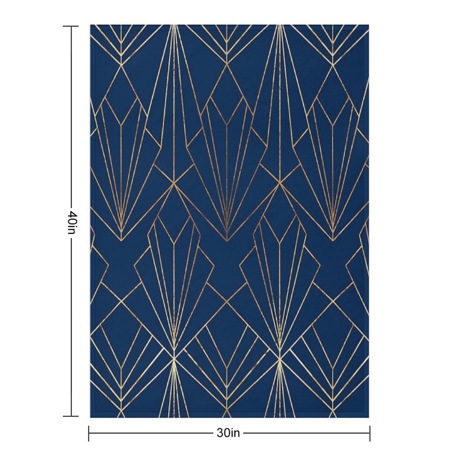 Art Deco in Navy Blue - Large Scale Shrink-resistant Throw Blanket