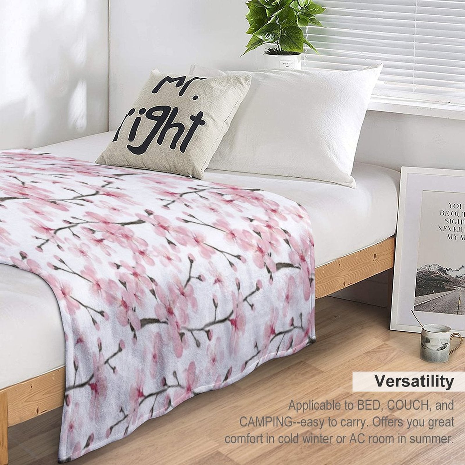 Cherry Blossom Watercolor Art by Magenta Rose Designs Anti-pilling Throw Blanket