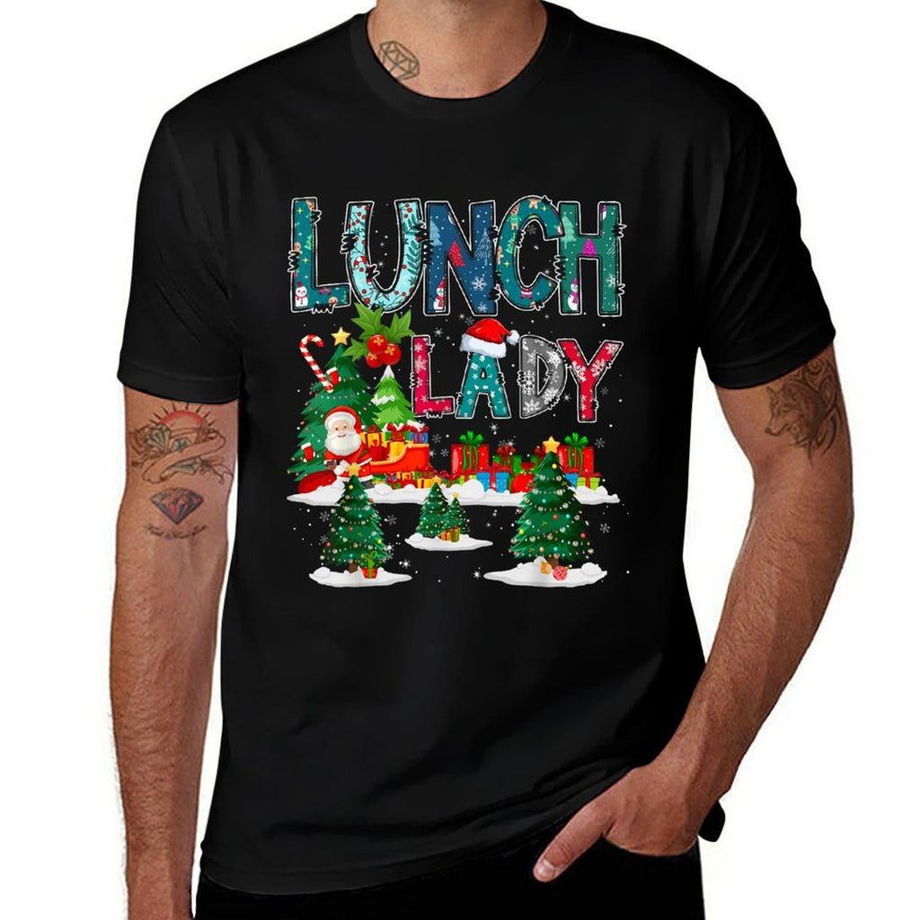 Lunch Lady Santa Claus Christmas Tree Ornaments Xmas Holiday  Stretchy T-Shirt