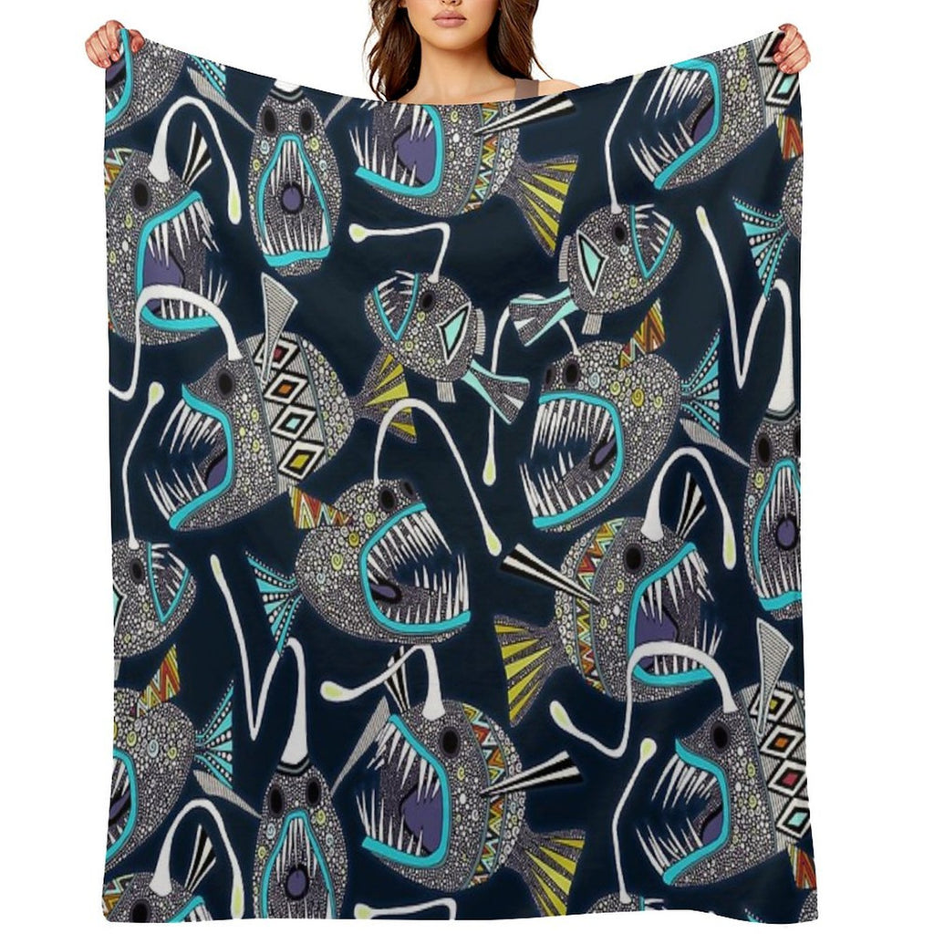 Deep Sea Anglerfish Velvety-soft Throw Blanket