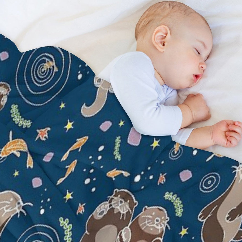 Sea Otters at Night Compact Throw Blanket