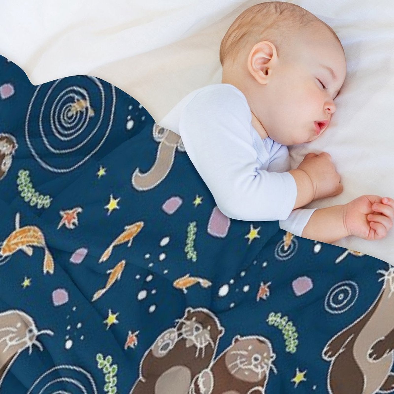 Sea Otters at Night Compact Throw Blanket