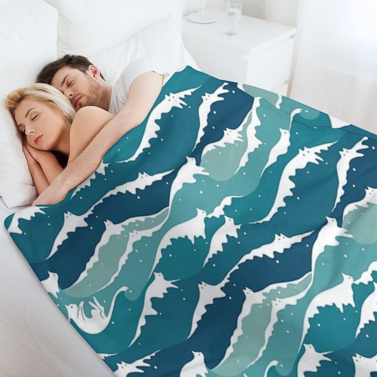 Cat Landscape 135 Cat Waves Machine-washable Throw Blanket