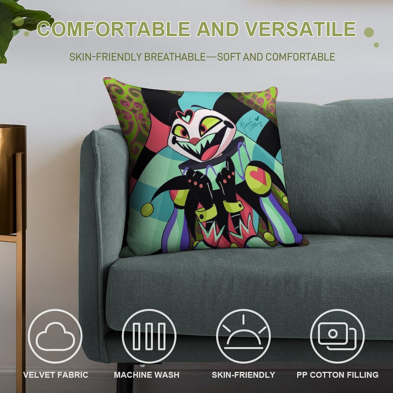Excited Fizzarolli Soft Fade-Resistant Throw Pillow