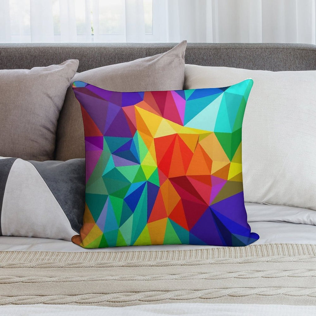 Bright Colorful Geometric Rainbow Design Soft Bedroom Essential Throw Pillow