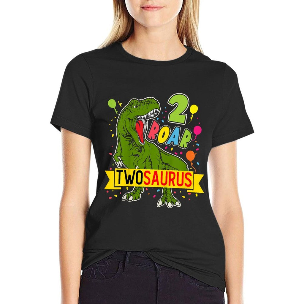 Kids 2nd Birthday Boy Dinosaur 2 Year Old TwoSaurus Second Bday  Heathered Texture T-Shirt