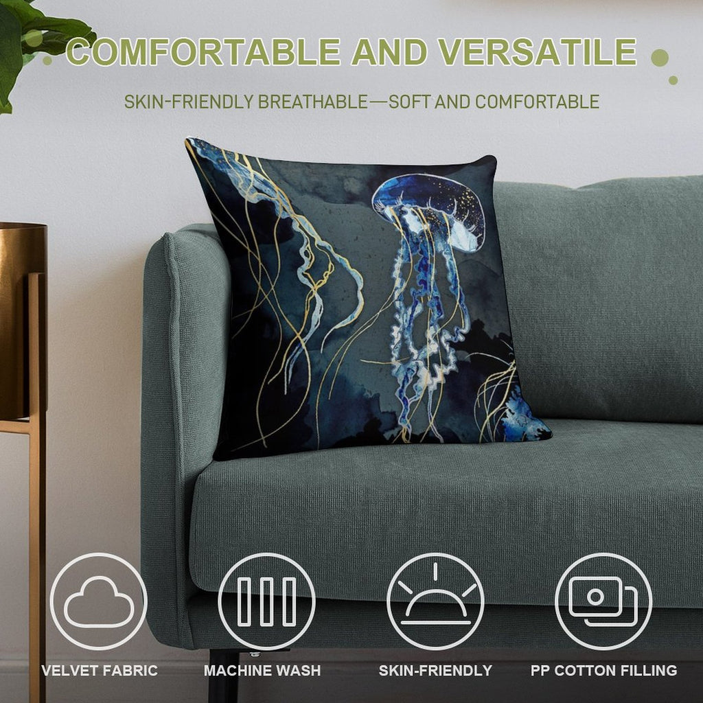 Metallic Ocean III Soft Multiple Sizes Throw Pillow