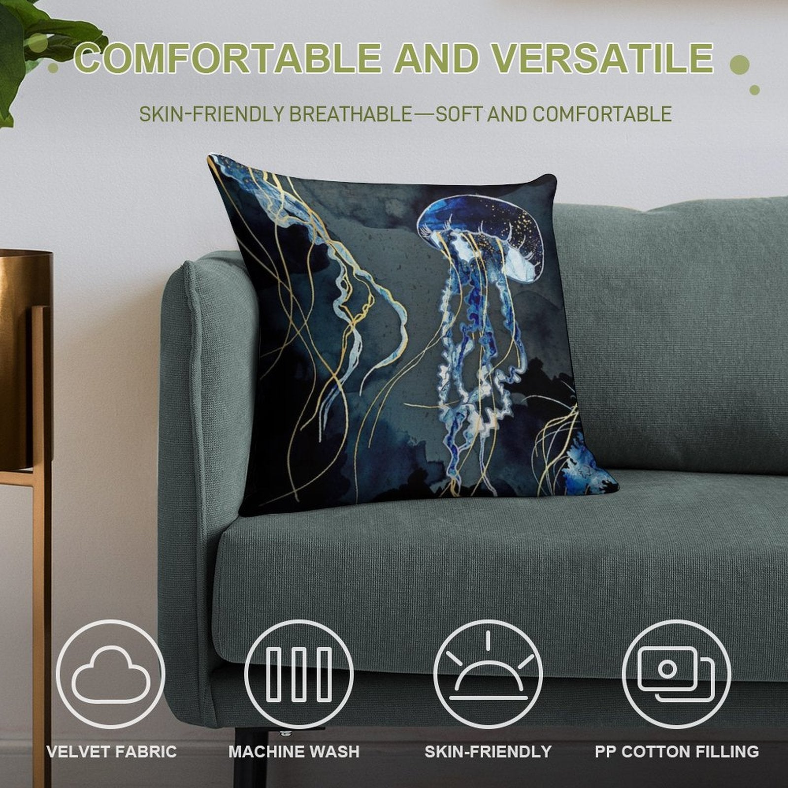 Metallic Ocean III Soft Multiple Sizes Throw Pillow