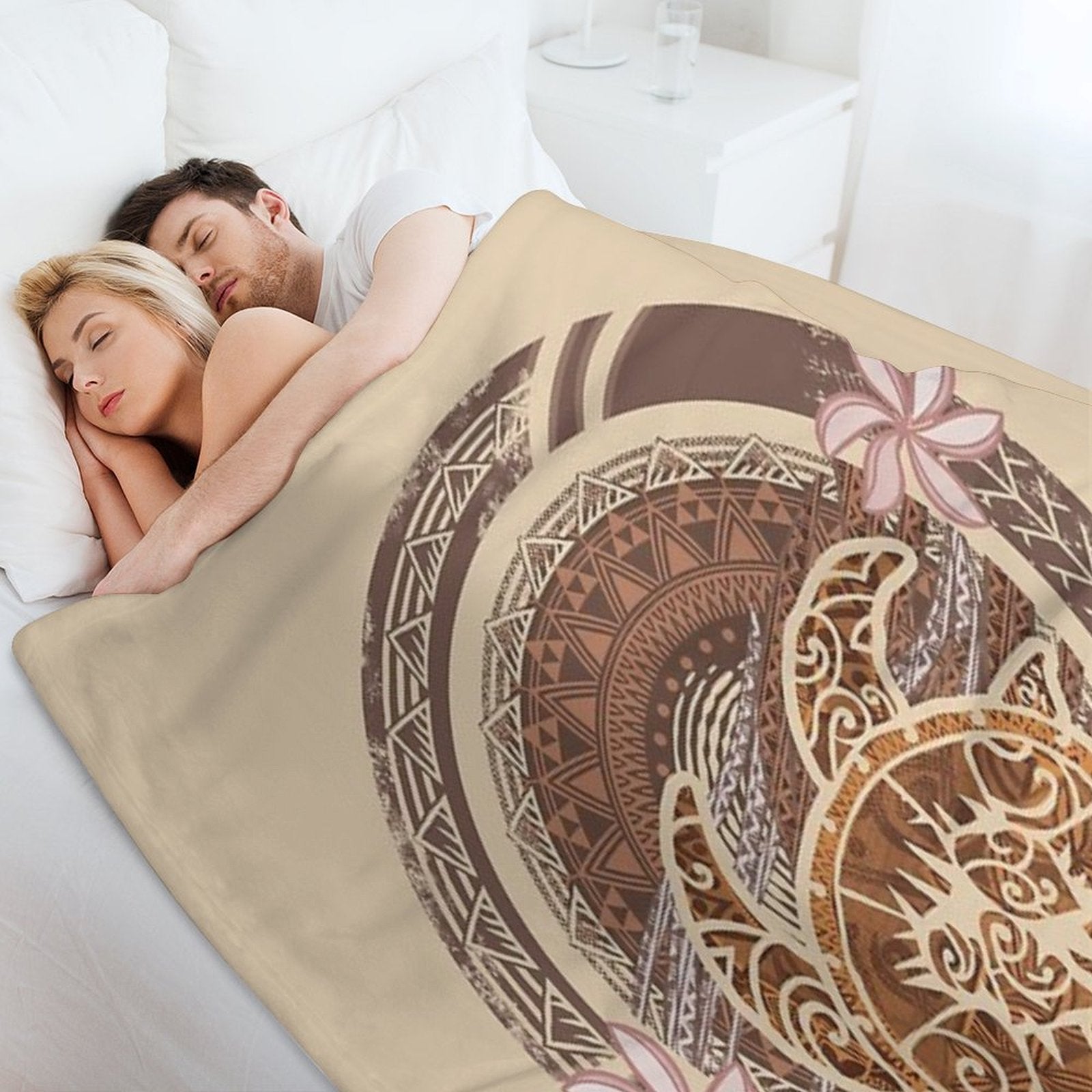 Vintage Circular Samoan Turtle Dive Premium Throw Blanket