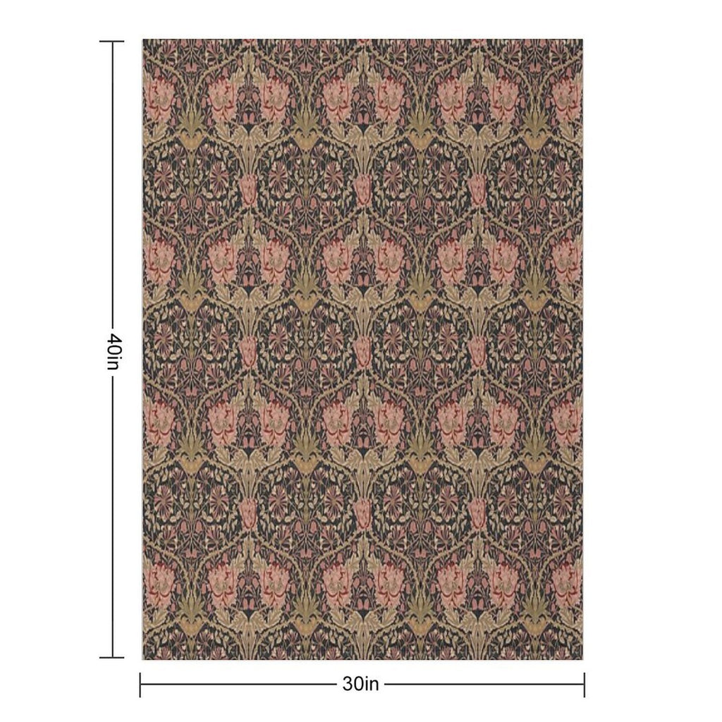Honeysuckle Trellis Rich Black William Morris Pattern Compact Throw Blanket