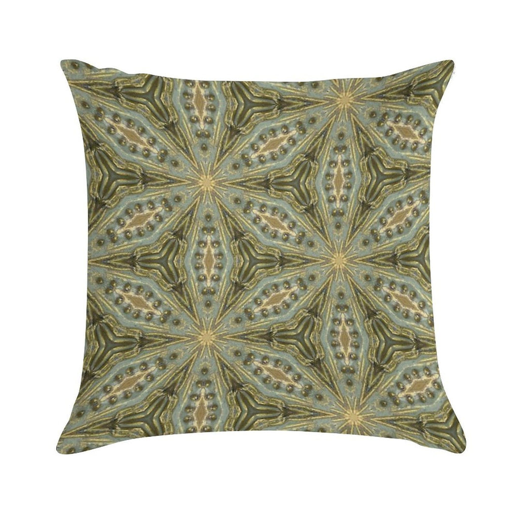Antique Gold Bead, Sage Green Wash - Vintage Bold KaleidoSnap Soft Anti-Pilling Throw Pillow
