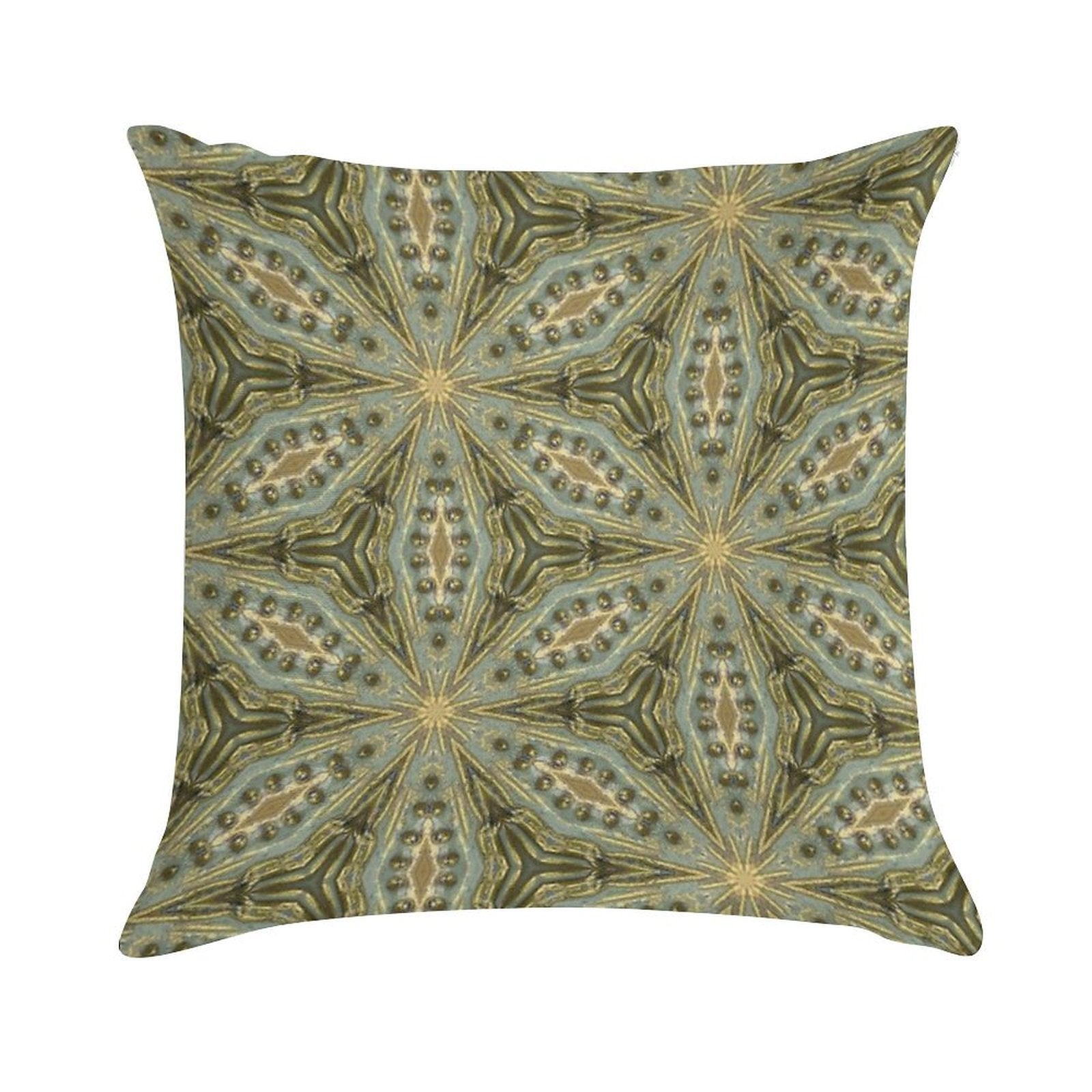 Antique Gold Bead, Sage Green Wash - Vintage Bold KaleidoSnap Soft Anti-Pilling Throw Pillow