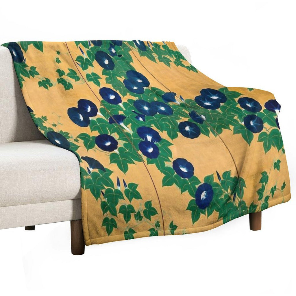 Morning Glories by Suzuki Kiitsu Sustainable Throw Blanket