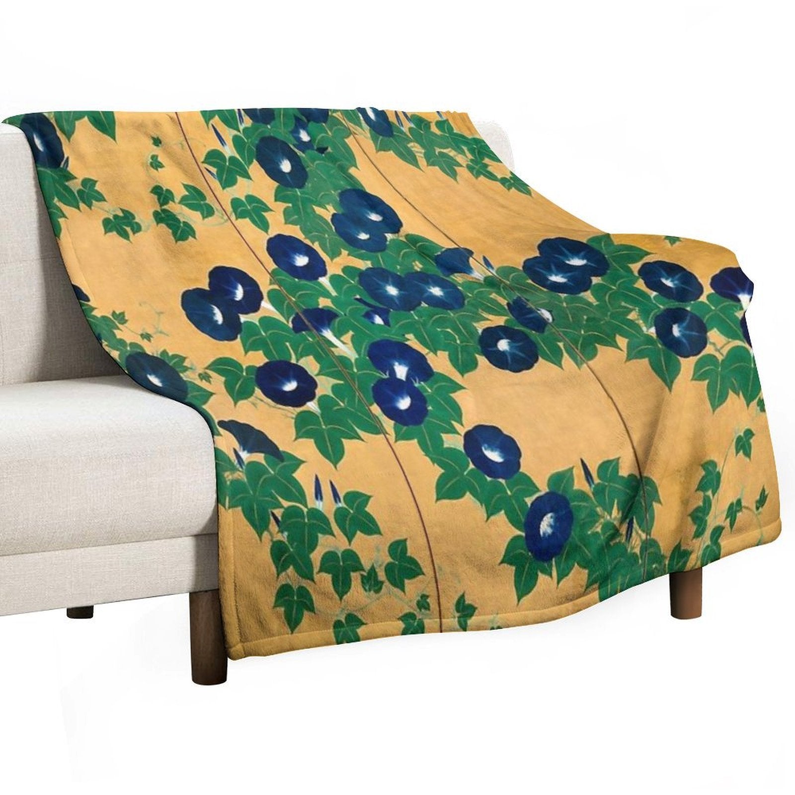 Morning Glories by Suzuki Kiitsu Sustainable Throw Blanket