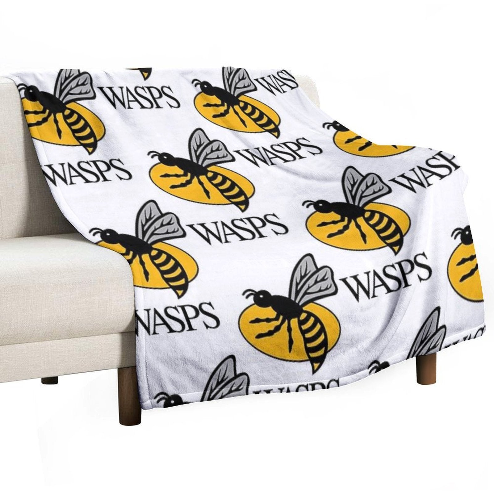 Wasps Rugby Logo Easy Care Throw Blanket