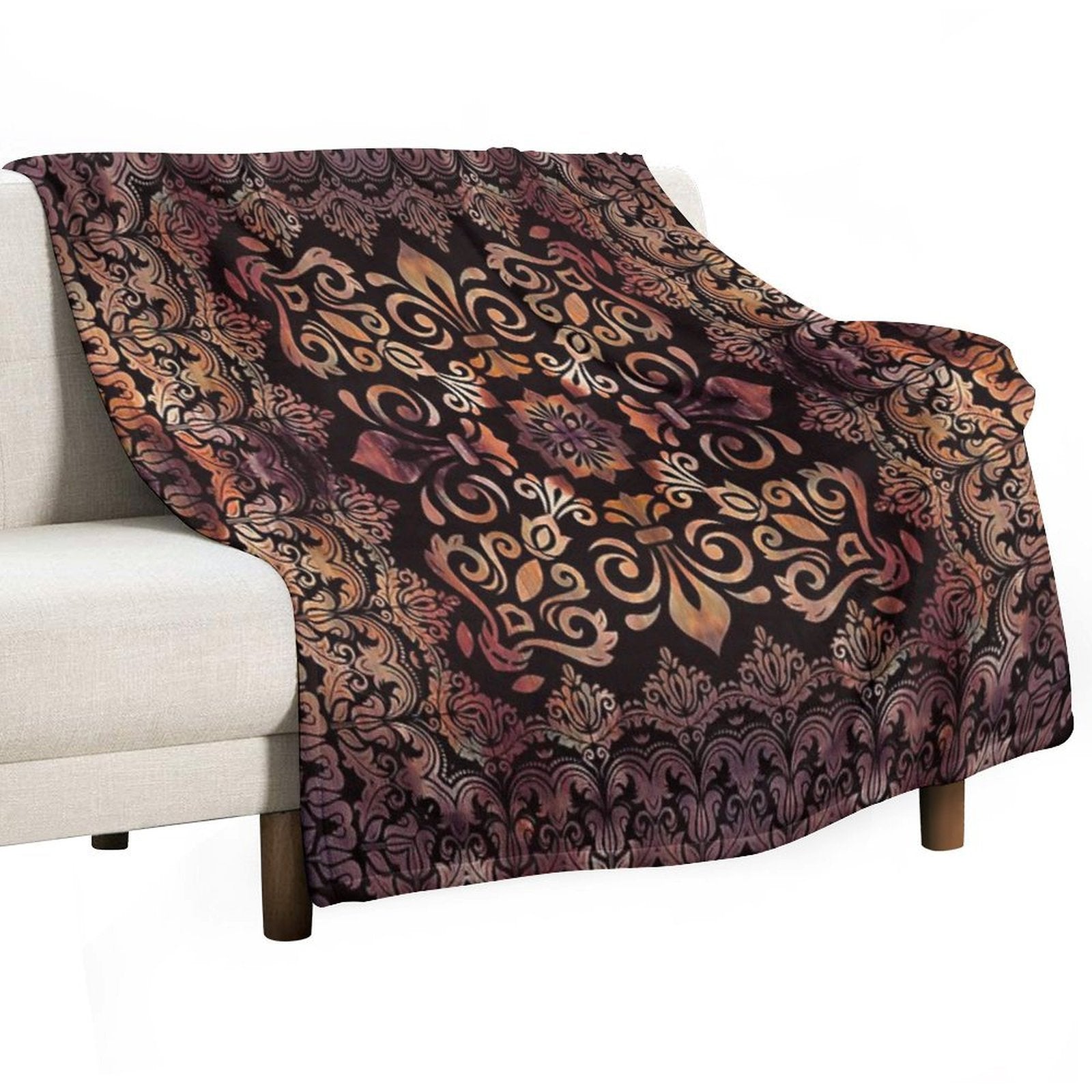 Oriental Damask Ornament - Vintage #3 Shrink-resistant Throw Blanket