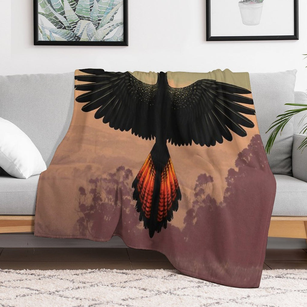 Red-Tailed Black Cockatoo - Australian Bird Sustainable Throw Blanket