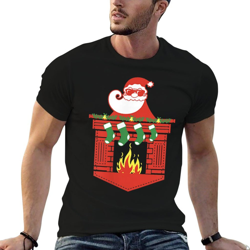 Santa Claus Fireplace Pocket Funny Christmas  Moisture-wicking T-Shirt