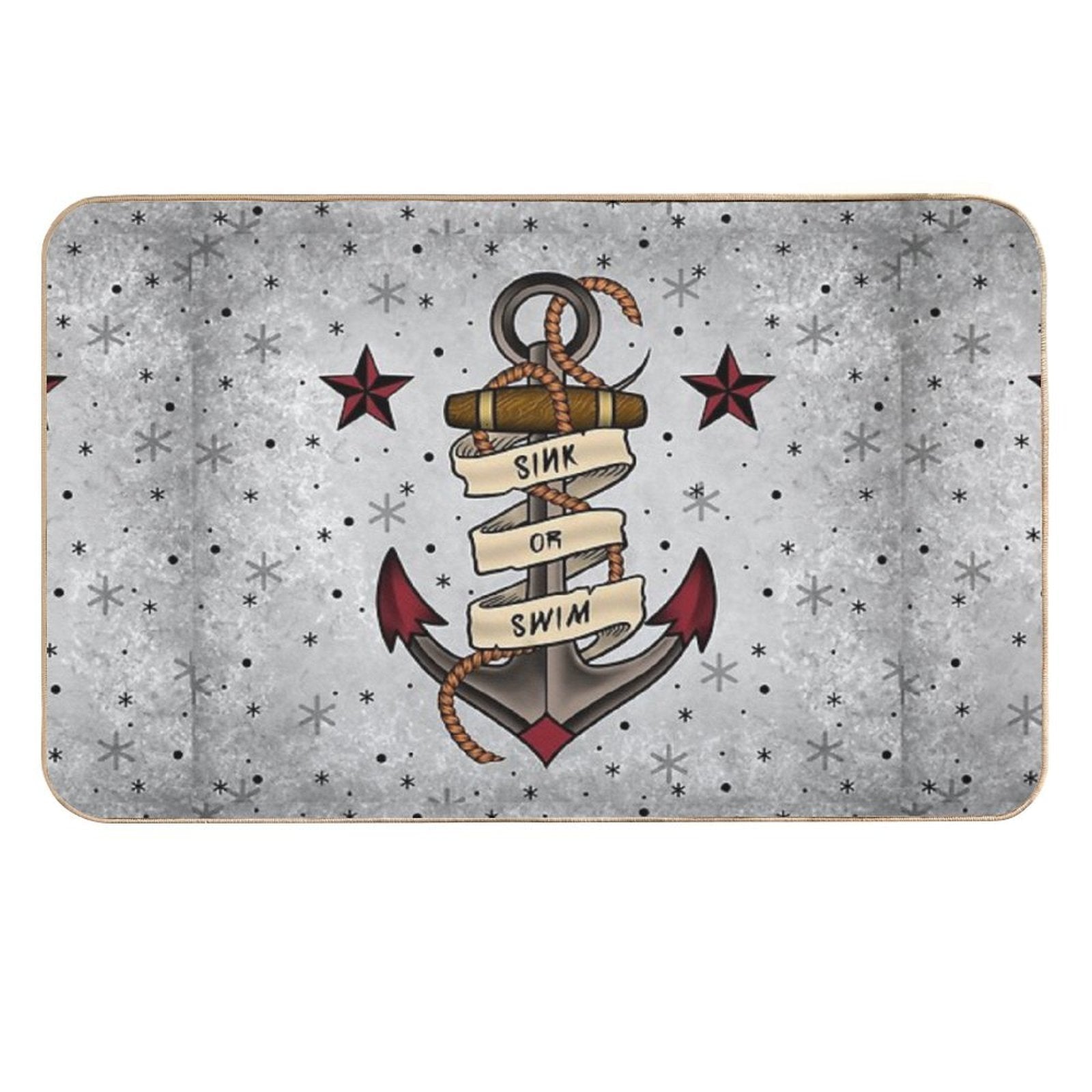 Old School Tattoo Style Design.  Anti-Trip Bath Mat