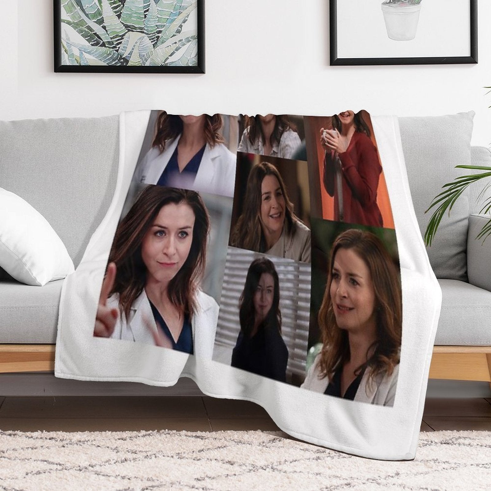 Amelia Shepherd Large Collage Designed for Blankets All-season Throw Blanket